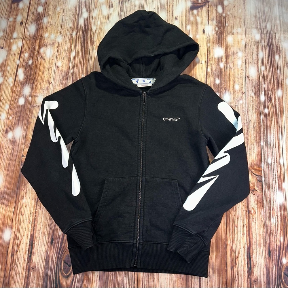 OFF-WHITE SEASONAL Hooded Sweatshirt 
Black Size XS Unisex